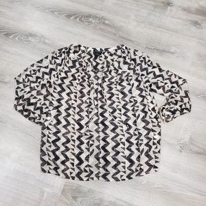 Lucky Brand Loose Fit Black & White Print Blouse
